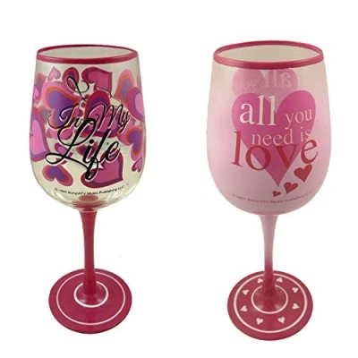 Image of Pack of 2 Lennon &amp; McCartney Wine Glasses (in My Life All You Need is Love)
