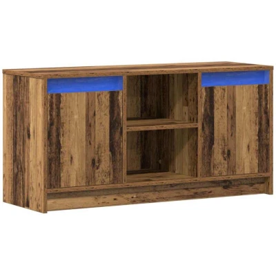 Image of vidaXL TV Cabinet with LED Lights Old Wood, 100x34x50 cm in Engineered Wood.