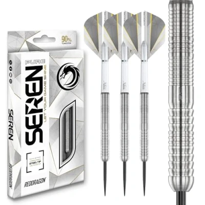 Image of RED DRAGON Darts Seren Pure 1 22g 90% Tungsten Professional Steel tip Set with Dart Flights and Shafts (Stems)