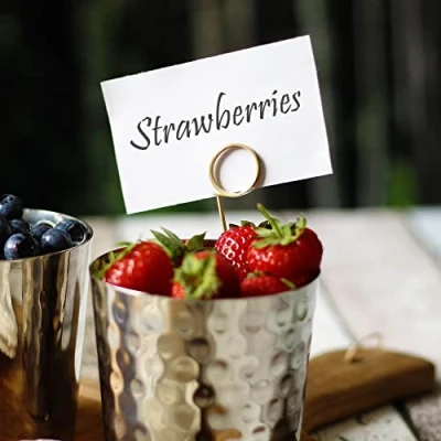 Image of bar@drinkstuff Bamboo Loop Pick 12cm Set of 24 Wooden Place Card Holder Cocktail Sticks