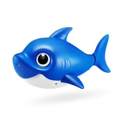 Image of Robo Alive Junior Baby Shark Water Activated Sing and Swim Bath Toy for Preschoolers by ZURU (Blue, Daddy Shark)