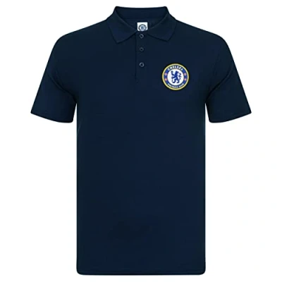 Image of Chelsea FC Official Football Gift Mens Crest Polo Shirt Navy Blue 3XL