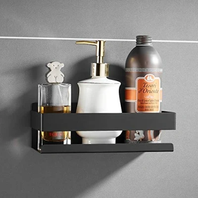 Image of Bathroom Shelf Self Adhesive Matte Black Shower No Drilling Caddy