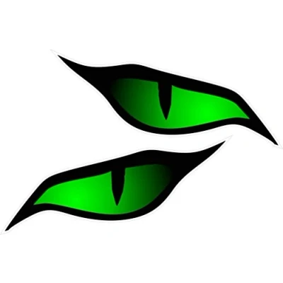 Image of LARGE Pair Of Evil Eyes Eye Stickers Green In Colour Vinyl Car Motorbike Helmet Sticker Decal each 140x60mm