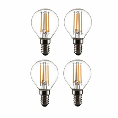 Image of TEKLED® P45 Filament Vintage DIMMABLE LED Bulbs E14 Small Edison Screw Energy Saving 4W Light Bulb 40W Equivalent Clear 2700K 470LM 4 Pack Warm White