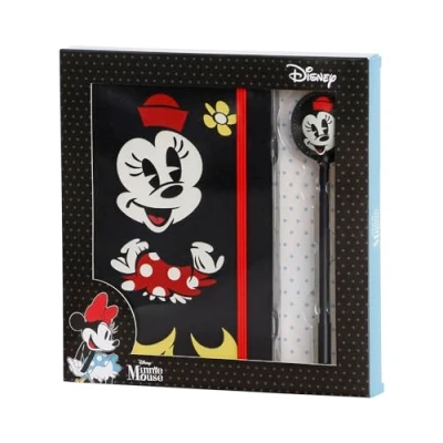 Image of Disney Minnie Mouse Face Gift Box with Diary and Fashion Ballpoint Pen, Pink, 22.9 x 23.7 cm