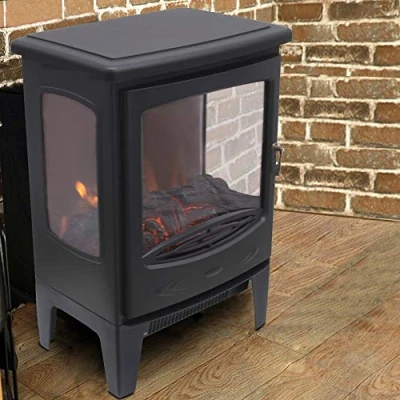 Image of NRG Electric Fireplace Stove Heater with Fire Flame Effect Portable 1800W MAX
