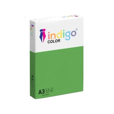 Image of indigo A3 Multipurpose 80gsm Coloured Paper Ream of 500 Sheets (Medium Deep Green)