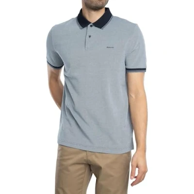 Image of Gant Polo Shirt Palm Print Dusty Navy Dark Blue size XXL