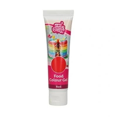 Image of FunCakes Food Colour Gel Red: Highly Concentrated Colouring for Batter, Cream, Fondant, Marzipan, Dough. Single Drips to Create Vibrant Colours. Halal. 30 g.