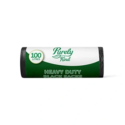 Image of Blake and White Purely Kind Heavy Duty Black Sacks 100L Roll of 30