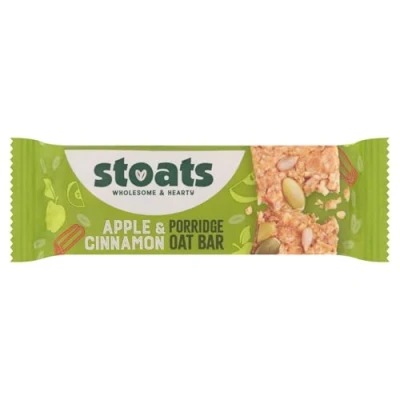 Image of Stoats Apple &amp; Cinnamon Porridge Oat Bars (24 x 42g), High Fibre Cereal Bars, Healthy Breakfast Snack Option, Natural Ingredients, No Artificial Additives