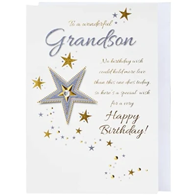 Image of Piccadilly Greetings Traditional Birthday Card Grandson ,Green, 9 x 6 inches