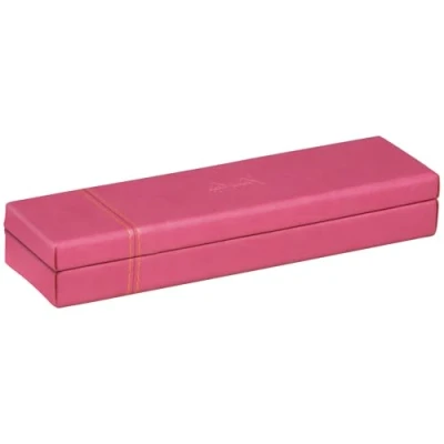 Image of RHODIA 319782C Raspberry Pencil Case 21x5.5x3 cm Orange Saddle Stitching Faux Leather Exterior Rhodiarama Home Office Collection Organization &amp; Designer Storage