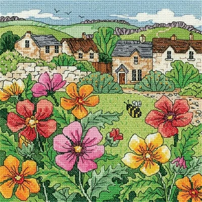 Image of Heritage Crafts Farming Village Counted Cross Stitch Kit