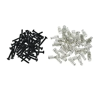 Image of KAISH Pack of 50 Metric Thread M3 Single Coil Pickup Mounting Screws and Springs 3x21.5mm for ST/Strat or Tele Black