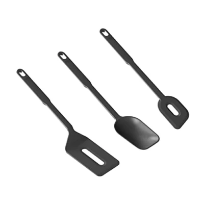 Image of Kuhn Rikon Küchenhelfer STK Swiss Kitchen Utensil Set 3 Pieces, Plastic, Black