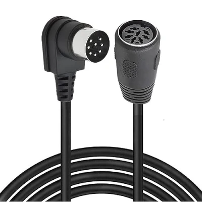 Image of HUHANGGod 8 PIN DIN Extension Cable, MIDI Male 90 Degree to Female Cord Adapter, Plug Speaker Audio Cable for Bang Olufsen PowerLink MK2 (5 Meter)