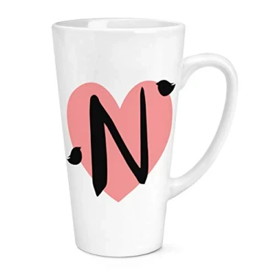 Image of N Heart Alphabet 17oz Large Latte Mug Cup
