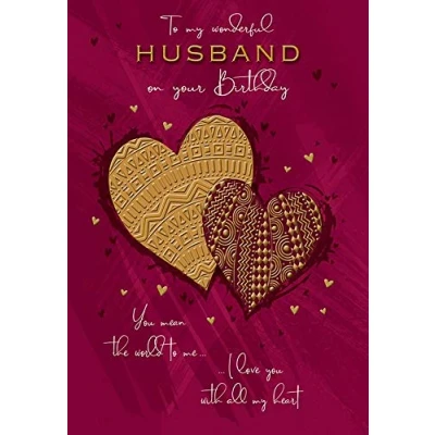 Image of Piccadilly Greetings Contemporary Birthday Card Husband 9 x 6 inches