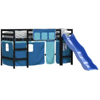 Image of vidaXL Kids&#039; Loft Bed with Curtains without Mattress Blue 80x200 cm