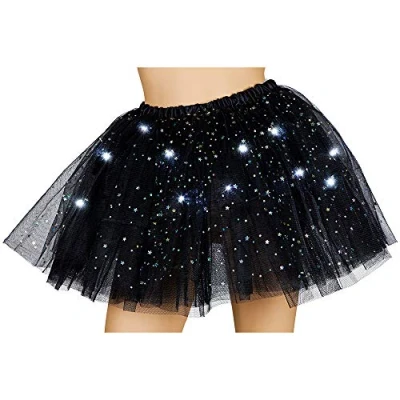 Image of Wicked Costumes Adult Light Up Sparkle Tutu (One Size) Fancy Dress Accessory (Black)