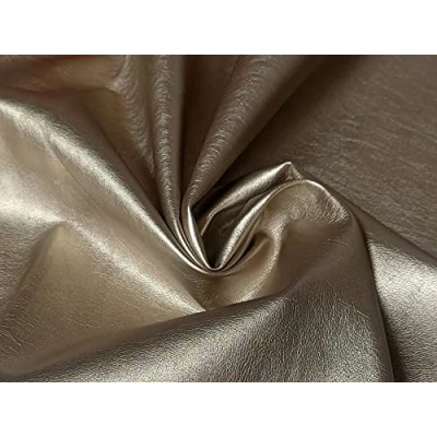 Image of Faux Leather Pleather Fabric Material Light Gold Metallic, 1Mtr 140cm x 100cm