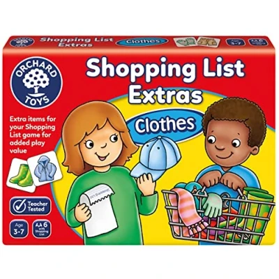 Image of Orchard Toys Shopping List Extras Pack Clothes Game, Add On to List, Educational Memory Perfect for Kids Age 3 7.