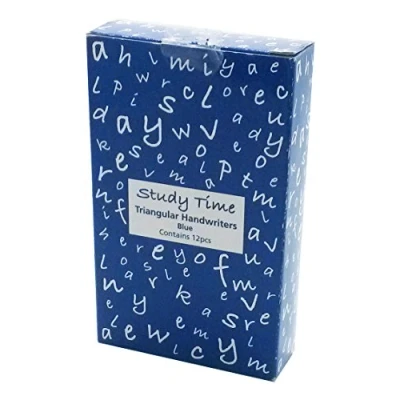 Image of Study Time Triangular Handwriting Pens Blue (Pack of 12)