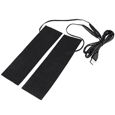 Image of 1 Pair Black USB Carbon Fiber Heating Mat 5V Electric Element Film Heater Pads for Warming Feet