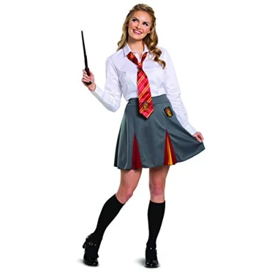 Image of Disguise 108269B Harry Potter Skirt, Wizarding World House Themed Dress Bottom, Adult Halloween Costume and Party Accessory Gryffindor, Gray &amp; Gold, Medium