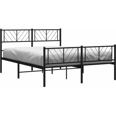 Image of vidaXL Metal Bed Frame without Mattress with Footboard Black 140x200cm