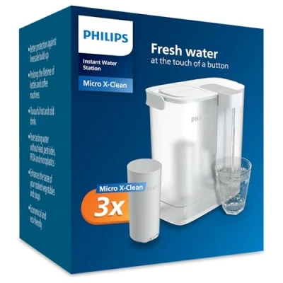 Image of Philips Water Instant filter + 3 replacement cartridges l capacity, 1 l/min fast flow, rechargeable via USB C