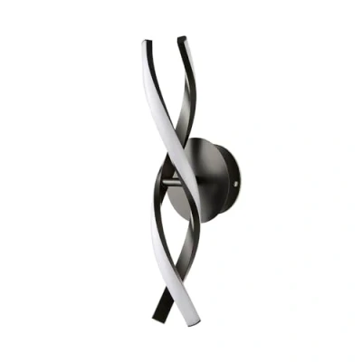 Image of Matt Black Double Twist Wall Light Indoor/Outdoor Integrated LED Kitchen Living Room Fitting Neutral White Lighting IP44 Rated