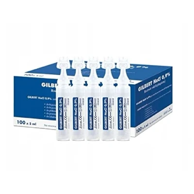 Image of NaCl 09% Sterile Isotonic 100 0.9% Sodium Chloride Inhalation Saline Solution for Airway Humification x 5 ml Unit Dose Vial, humidifying