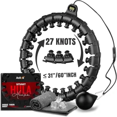 Image of Smart Weighted Hula Hoop, Adjustable Fitness Exercise Hoop 27 Detachable Knots/Link
