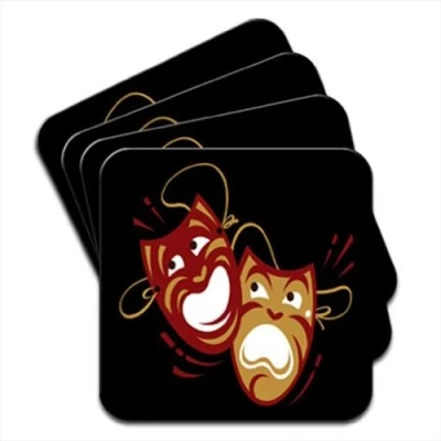 Image of Tragedy and Comedy Theatre Masks Set of 4 Coasters