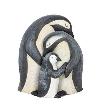 Image of Adorable Penguin Family Ornament 12.5cm x 10.5cm (1 Pc.) Featuring Loving Daddy, Mummy &amp; Baby Penguins for Loved Ones Room Decor