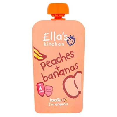 Image of Ella&#039;s Kitchen, Stage 1 From 4 Months Organic Peaches and Bananas ,120 g, (Pack of 7)