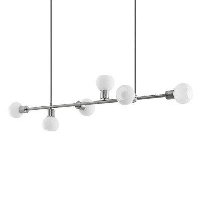 Image of Lindby pendant light Biscala, nickel coloured/opal, glass