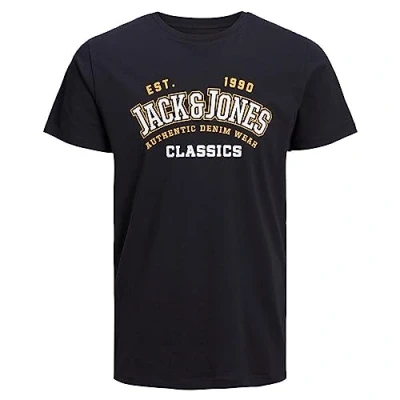 Image of Jack &amp; Jones Men&#039;s Jjelogo Tee SS O Neck 2 Col Aw23 Sn T Shirt, Dark Navy, M