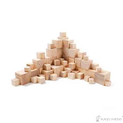 Image of Raylinedo® 20MM Unfinished Craft Wood Cubes Wooden Squares Dice Natural Blank Upgrated Premium Package of 50pcs