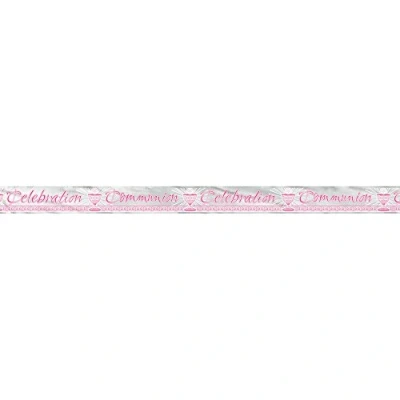 Image of Unique Party 43806LF 12ft Foil Radiant Cross Pink First Communion Banner