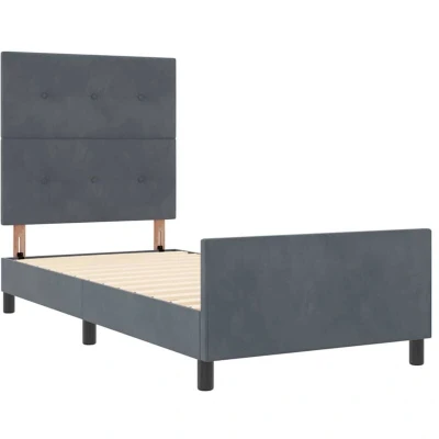 Image of vidaXL Bed Frame Dark Grey 90x200 cm Velvet