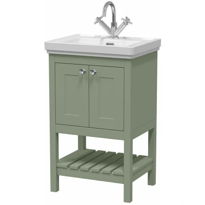 Image of Eastlake Dover Fern Green Traditional Freestanding Vanity Unit &amp; Basin 500mm