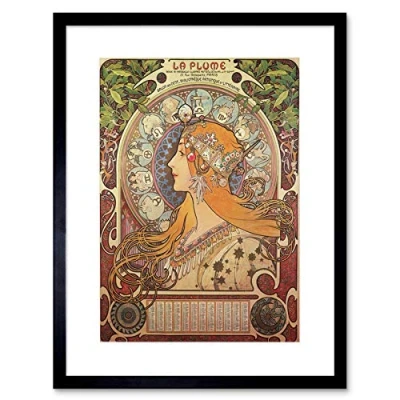 Image of Wee Blue Coo Alphonse Mucha Art Nouveau Old Master Picture Framed Wall Print