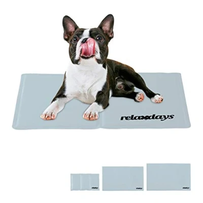 Image of Relaxdays Self Cooling Dog Mat, Wipeable, Gel Pad, Blanket for Animals, 40 x 50 cm, Polyester, Gray, 1 Piece