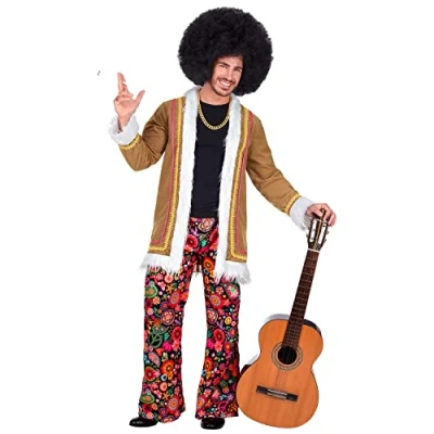 Image of WIDMANN Adult Mens Woodstock Hippie Fancy Dress Costume 60s 70s Hippy
