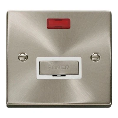 Image of Click Deco Ingot Fused Connection Unit with Neon in White and Satin Chrome 13 A VpsC753WH