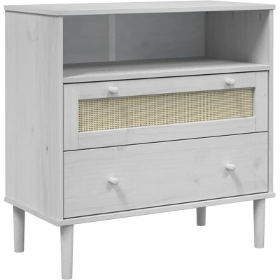 Image of vidaXL Sideboard SENJA Rattan Look White 80x40x80 cm Solid Wood Pine